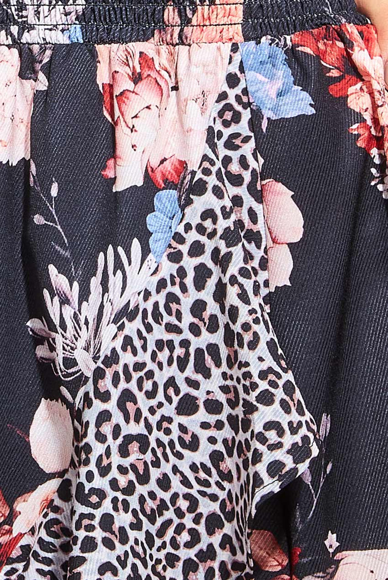 Contrast Print Boobtube Midi Dress