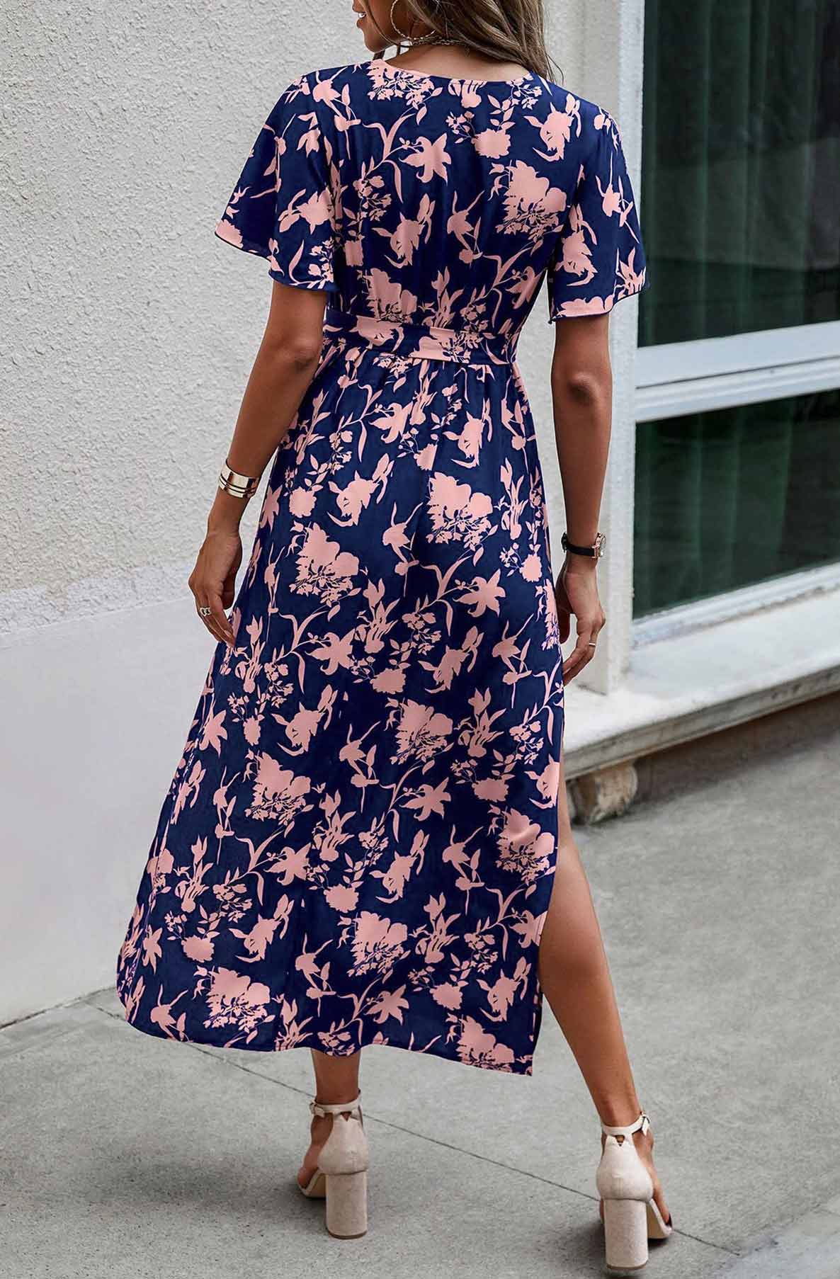 Floral maxi store dress with slits