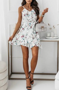 Floral Wrap Frill Chiffon Dress