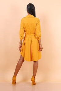 Button Front Belt Dress