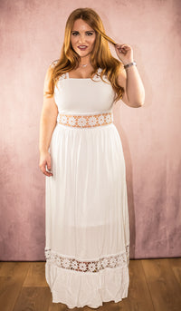 White Crochet Insert Maxi Dress