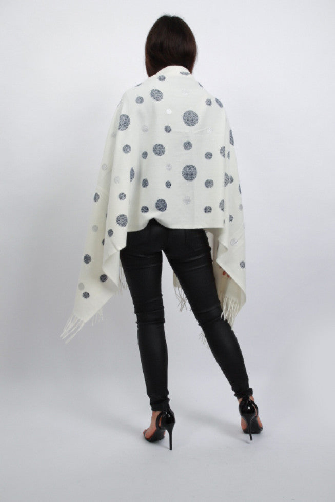 Polka Dot Tassel Poncho Shawl