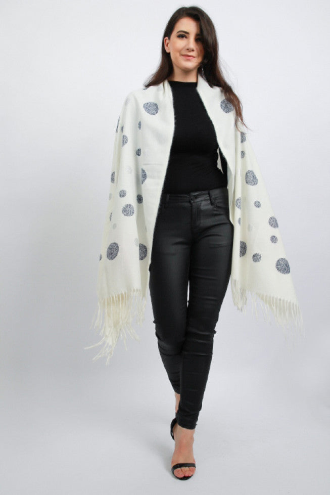 Polka Dot Tassel Poncho Shawl