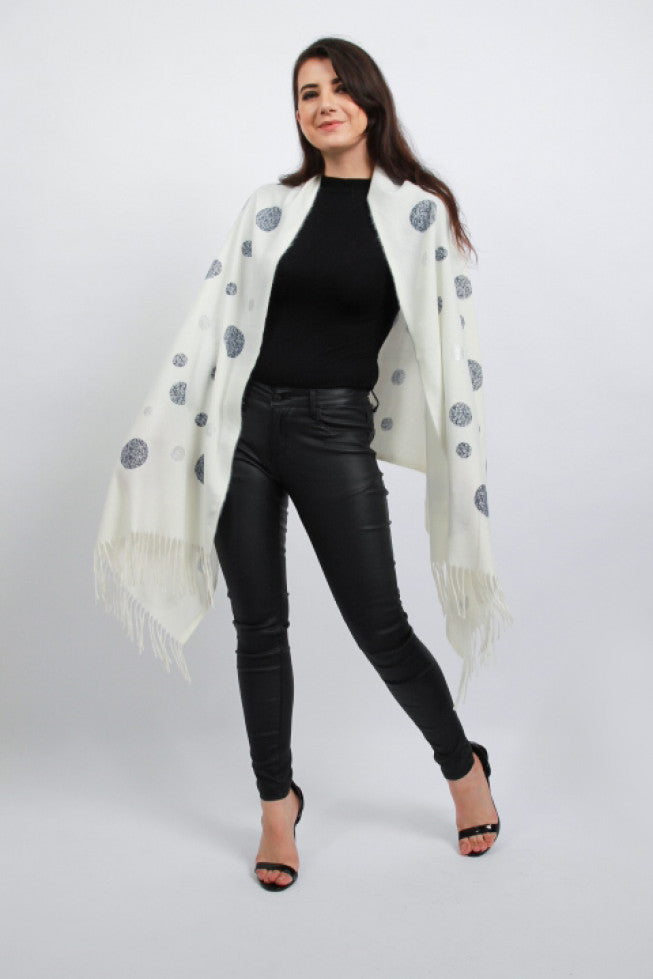 Polka Dot Tassel Poncho Shawl