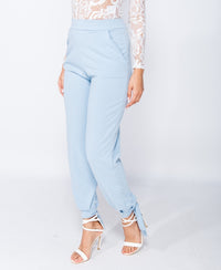 Tie Up Hem Tapered Trousers