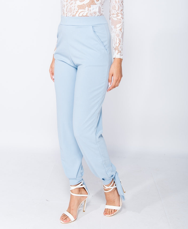 Tie Up Hem Tapered Trousers
