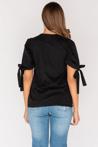 Tie Up Puffed Sleeve T Shirt